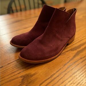 Burgundy Suede Ankle Boots